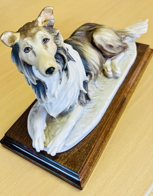 Giuseppe Armani Collie Dog Figurine Florence Italy Signed & Blue ''N''Crown Mark