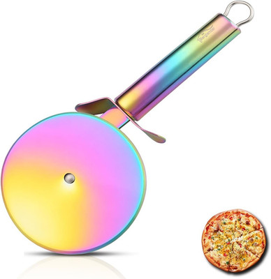 Pizzarad, Regenbogen Titan Beschichtung Edelstahl Pizzaschneider, Super Sharp Pi