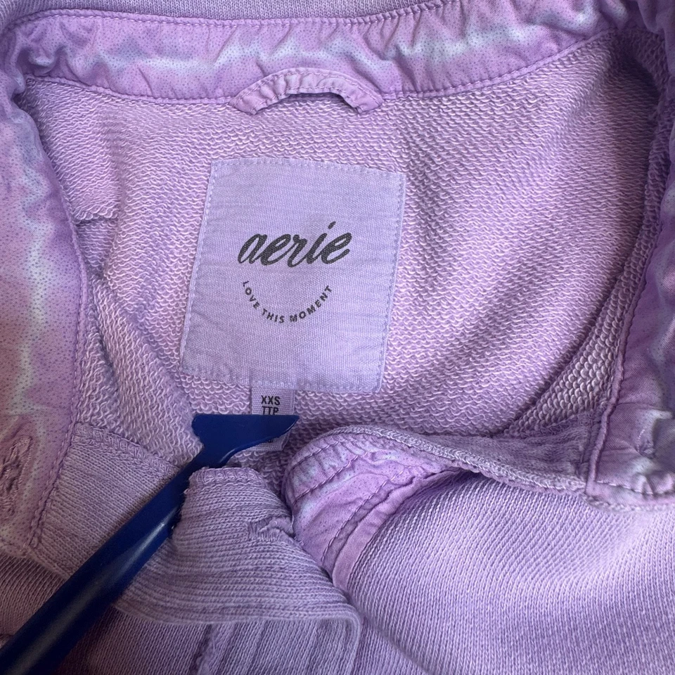 Aerie Girls Oversized Fleece Shirt Button Down Purple XXS - Image 2 of 4