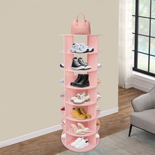 7-tier Spinning Shoe Rack, Center Hollow 360° Revolving Shoe Storage Organizer