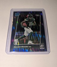 2021 Panini Donruss Optic Elijah Moore Jets Purple Shock Prizm Rated Rookie #216