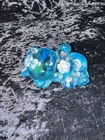 Fenton Iridescent Blue Reclining Bear Figurine Hand Painted & Signed