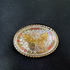VTG 1980s Cowgirl Butterfly Belt Buckle-Silver/gold/rose Gold Tone Metal Womens
