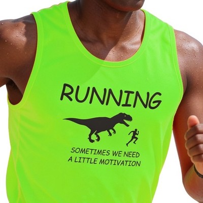 Laufshirt Herren Running Tanktop T-Rex Funshirt Marathon Fitness Sport Jogging