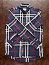 Burberry Button Down Long Sleeve Men's M Navy/White/Black/Red Plaid