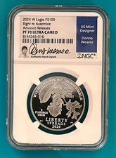 2024 W $100 1oz Proof Platinum Eagle NGC PF70 First Day of Issue Weaver Signed 3500.00 per troy oz