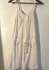 American Eagle Outfitters White V-Neck Spaghetti Strap Drawstring Mini Dress S