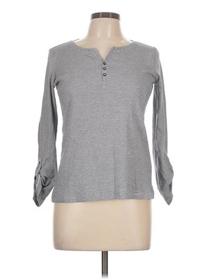 Tom Tailor Women Gray Long Sleeve Henley L