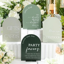 4 Pcs Acrylic Wedding Signs for Ceremony and Reception, 5x7 Inch Sage Green W...