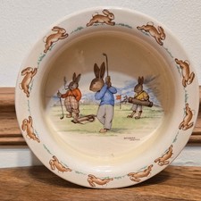 Royal Doulton Bunnykins England Baby Bowl - Game of Golf - Barbara Vernon