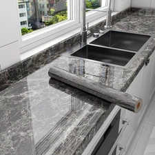 Glossy Brown Marble Contact Paper for Countertops Peel and Stick Wallpaper - JSZ