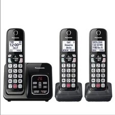 Panasonic Cordless Phone Answering Machine 3 Handsets Metallic Black KX-TGD830