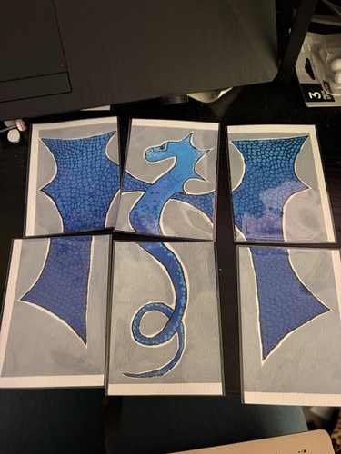 ACEO Original Dragon Puzzle Mixed Media Painting, 2.5" x 3.5" by Nin
