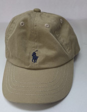 Polo Ralph Lauren khaki tan Cotton Baseball Cap Embroidered Polo Pony Youth SZ