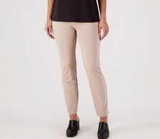 Susan Graver Everyday Supreme Knit Slim Leg Pants Size 4XP Stone A567193