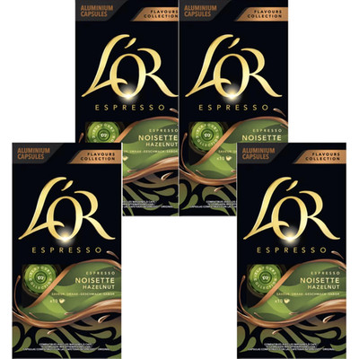 LOR Espresso Hazelnut Flavour Coffee Capsules Pods (Pack Of 4) Total 40 Pods