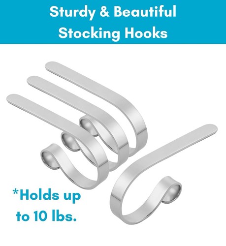 Christmas Stocking Mantel Hooks - Metal Fireplace Hanger 4pcs - Picture 3 of 5