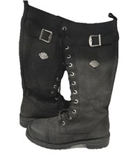 VTG EUC Harley Davidson Savannah Black Womens Lace Up Motorcycle Boots Sz 8 1/2