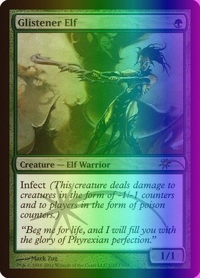 MTG Magic the Gathering Glistener Elf (1/14) Friday Night Magic 2012 LP FOIL