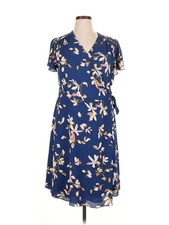 H By Halston Women Blue Casual Dress 16