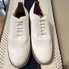 La Milano Mens US 10 White Knit Lace-Up Sneak...