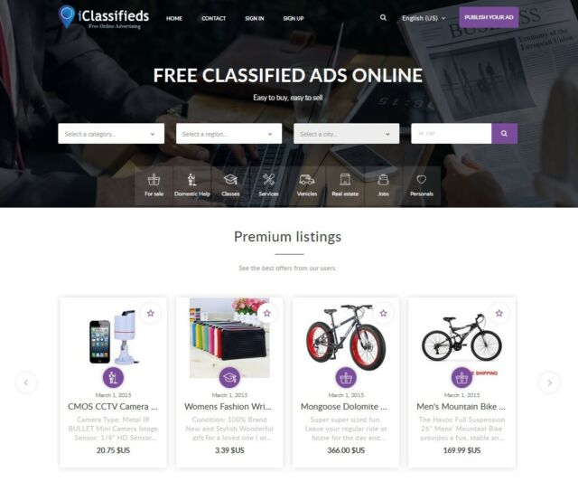 Free Advertising Classifieds Website Free Install + Hosting