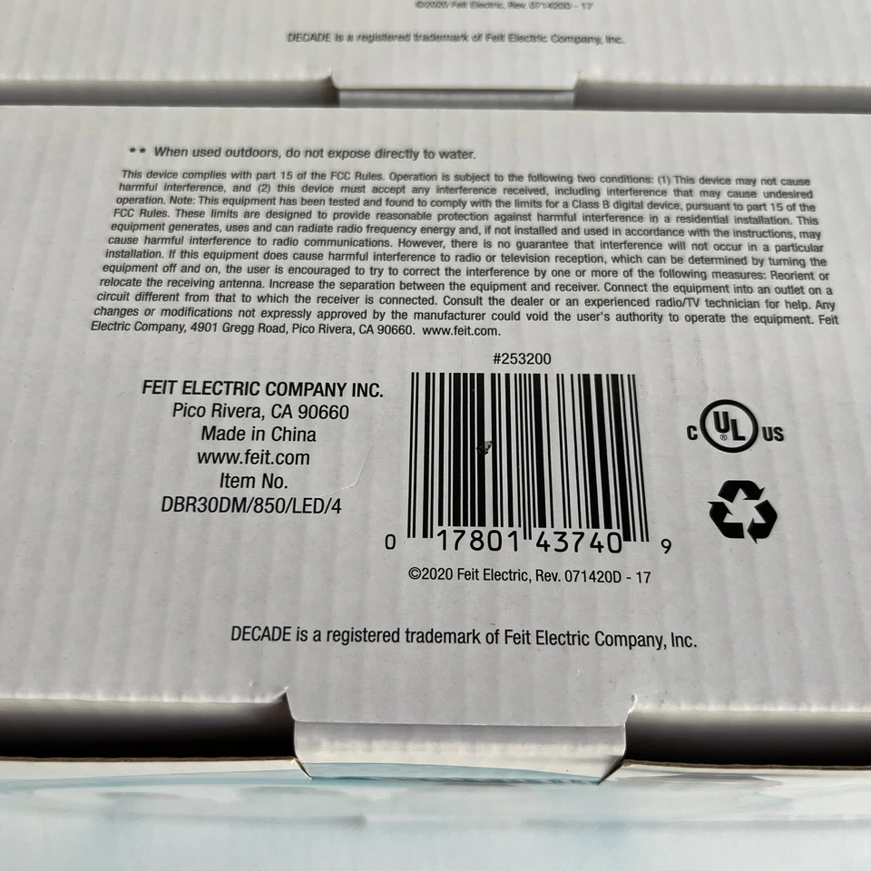 2 New Packs Feit Electric 65W LED 5000k Daylight Dimmable BR30 Bulbs 4 Per Pack - Image 3 of 3