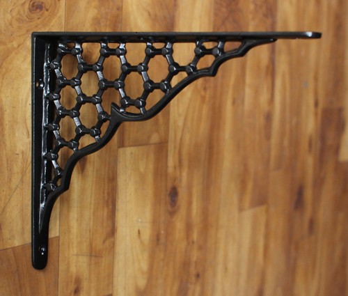 Pair of 8" x 10" LARGE CAST IRON SHELF BRACKETS VICTORIAN HEAVY BLACK - BR18bx2 - Picture 4 of 4