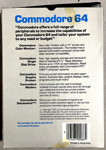Kickman Arcade Style Game Commodore 64 Cartridge Untested w/manual 1983 - Picture 2 of 8