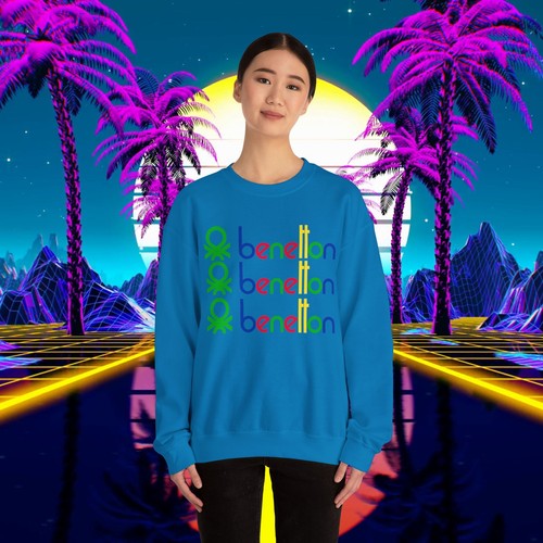 Custom Benetton vintage 1980's design sweatshirt Unisex men women 90s sweater - Picture 27 of 43