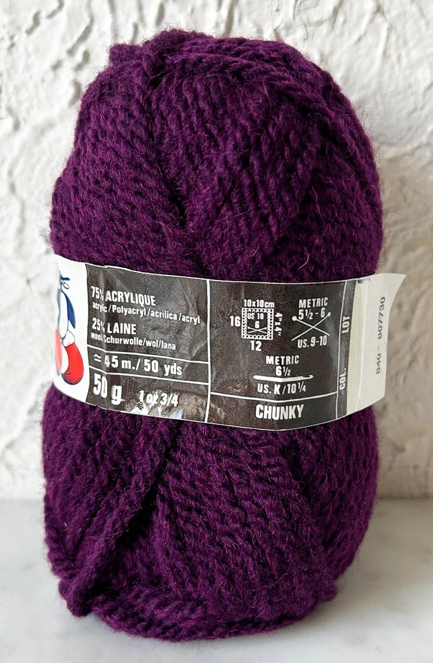 Hilo súper voluminoso acrílico/lana Pingouin Pingoland - 1 madeja púrpura #840 Foto 2 de 4