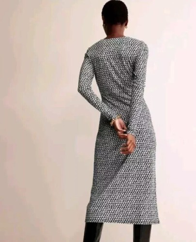 BODEN Empire Knot Midi Dress Black Lily Sprig SIZE UK 8P D0766 BRAND NEW D45 - Picture 6 of 8