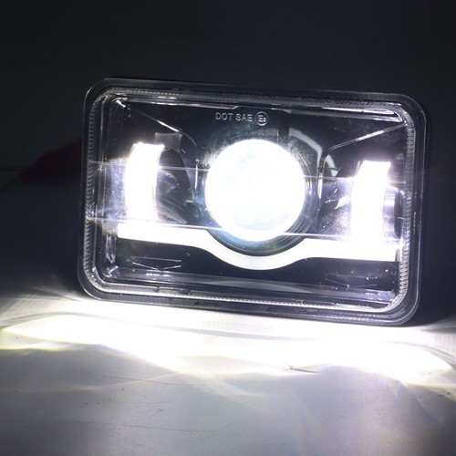 4PCS 4X6" LED Headlights Hi-Lo Blue Halo DRL Fit Nissan 720 1983 1984 1985 1986 - Foto 5 di 15