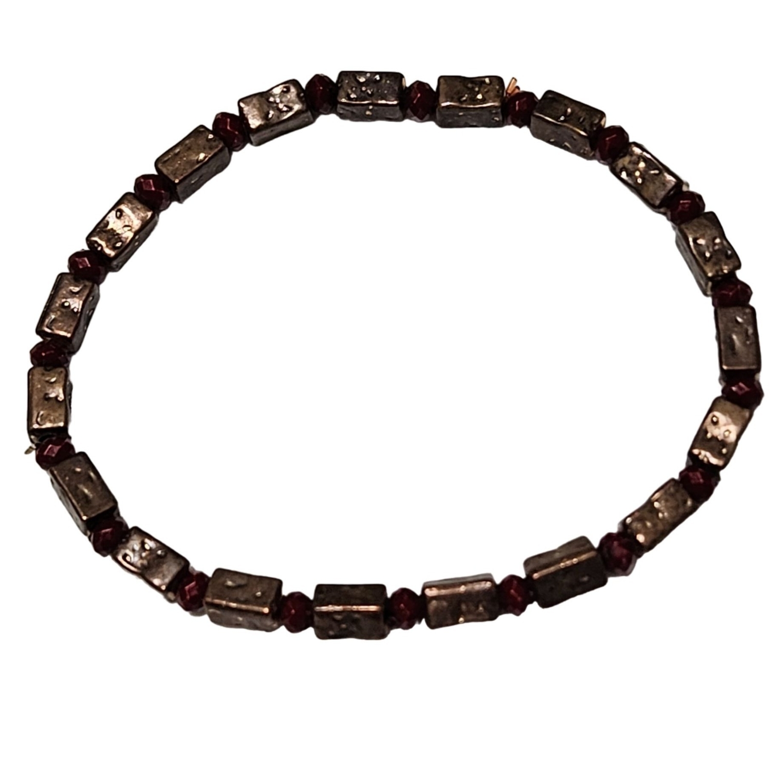 Handcrafted Rectangular Beaded Stretch Bracelet R… - image 1