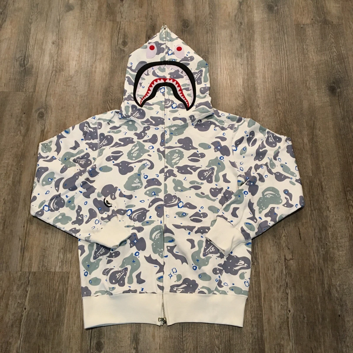 Glows in the Dark* BAPE Shark Hoodie - White Space Camo - XL | eBay