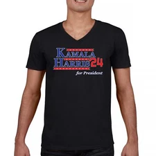 Kamala Harris '24 V-Neck T-shirt Lets Win This Madam President Im Speaking Tee