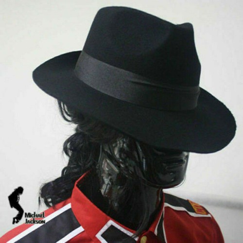 MJ Michael Jackson Black Wool Fedora 