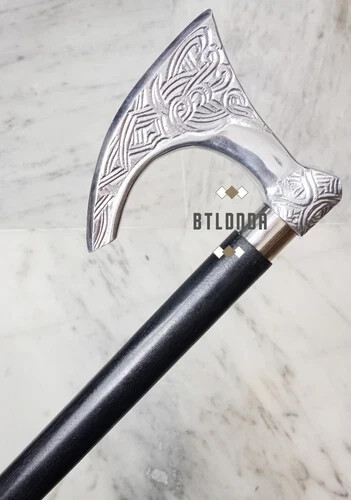 Beautiful Silver Finished Solid  Axe Head Handle … - image 4