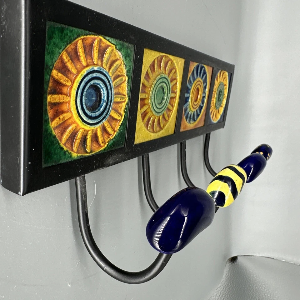 Azulejo Montaje en Pared Multicolor 4 Ganchos para Abrigo Resistentes Baño Cocina Toallero Foto 3 de 4