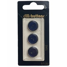 Buttons Blue Flat 2-Hole 3-Pack 5/8" 15MM No. 1345 Vintage Dill Germany