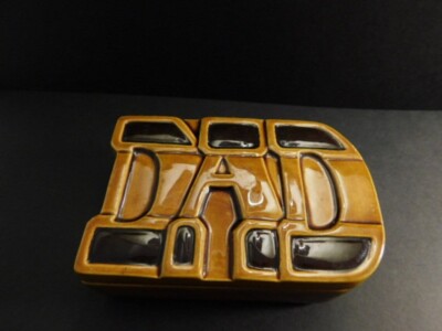 Ceramic ''DAD'' Trinket Box 1980's - Possible Ceramics Class Project -Gift Idea!