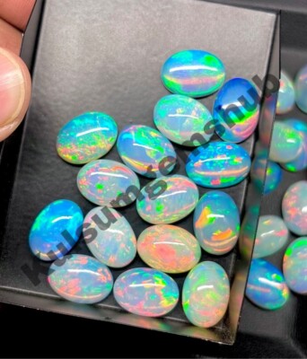 Natural Ethiopia Fire Opal Loose Gemstones Oval Shape 5 PCS 5x3 6x4 7x5 8x6 mm
