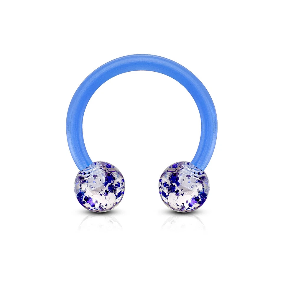 Par Super Brillo Acrílico Circular Flexible Barra Herradura Oreja Cartílago 16G Foto 3 de 4