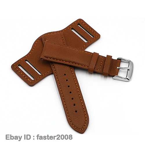 Men Genuine Leather Cuff Pad Watch Band Strap Watchstrap Watchband Retro Classic - Picture 22 of 27