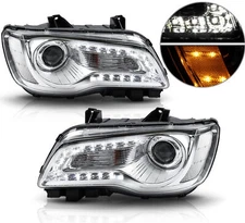 Fit 2011-2023 Chrysler 300 Headlights LED DRL Projector Lifetime Support Chrome