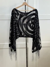 Kokomo Women's  7 Way Scarf Wrap Black Silver Scroll   One Size  NWT