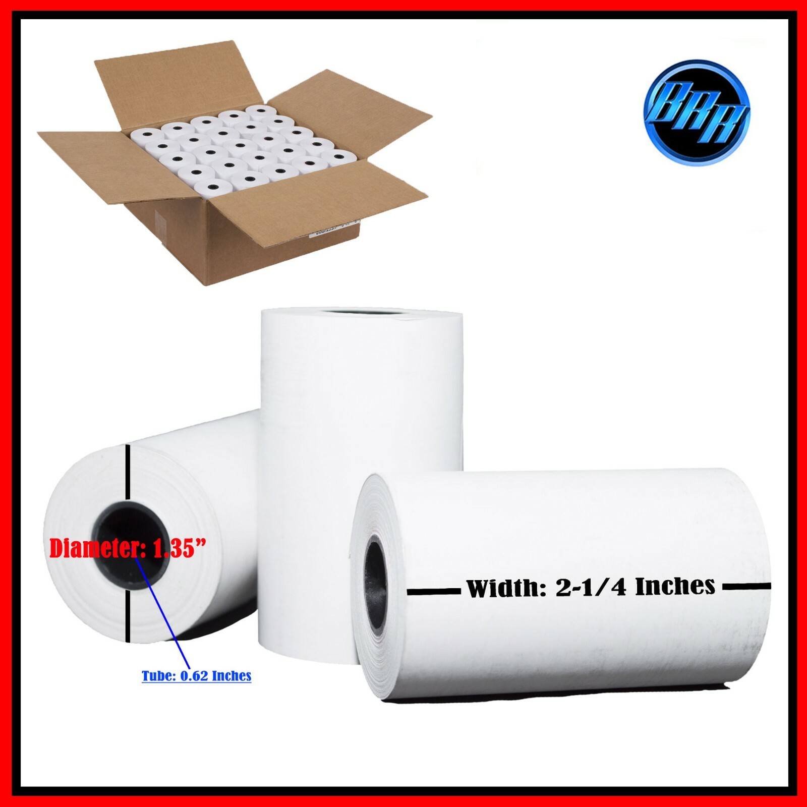 (500 Rolls) 2 1/4 x 50' thermal paper 50 rolls x 10 cases 'A' Grade ...