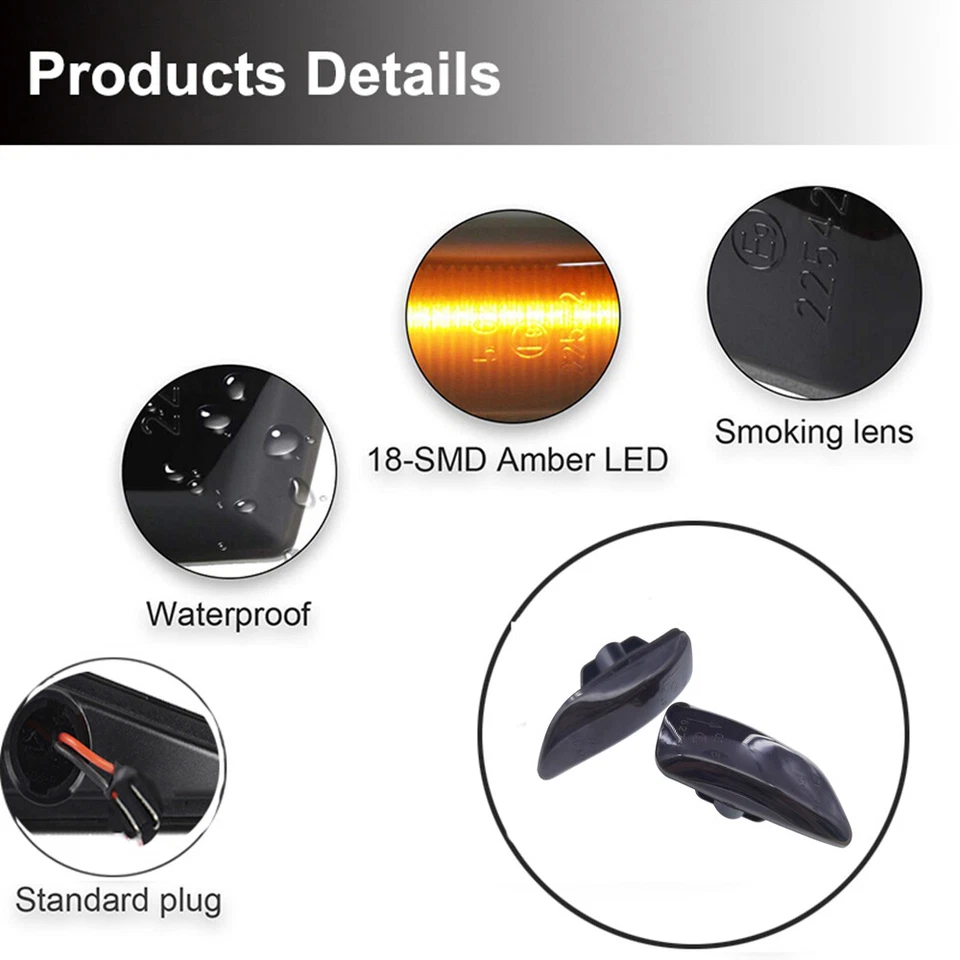 Sequential LED Side Marker Light Signal Lamp For Volvo S60 S80 MK1 V70 XC70 XC90 - Imagem 3 de 4