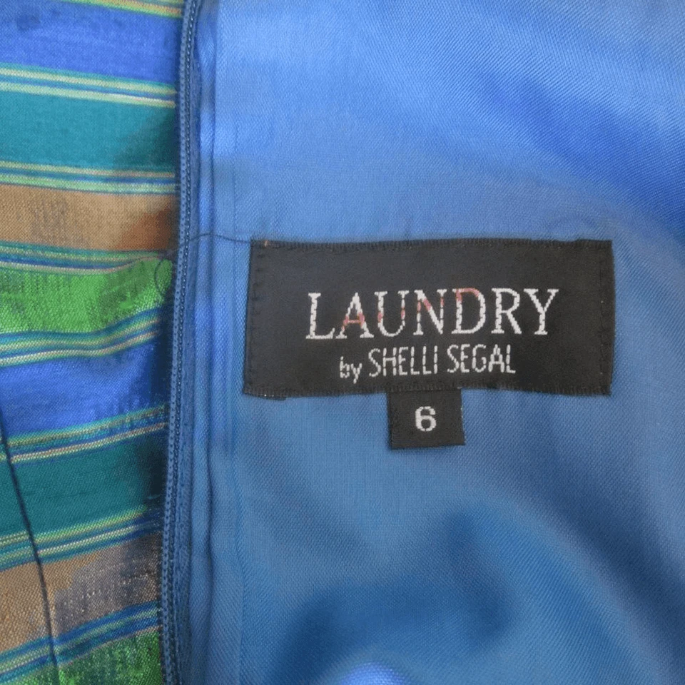 Vestido Laundry Shelli Segal Vintage Años 90 Seda Mujer Talla 6 Acetato Forrado Cremallera Foto 4 de 4
