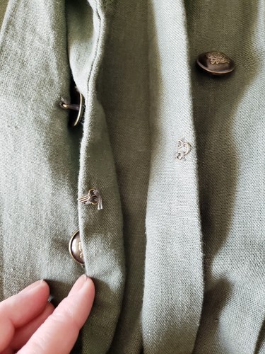Free People Linen Blend Military Style Lightweight Green Blazer Jacket Size S - Picture 13 of 13
